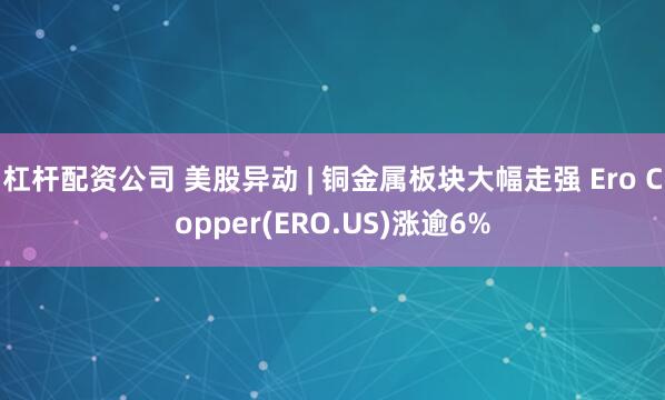 杠杆配资公司 美股异动 | 铜金属板块大幅走强 Ero Copper(ERO.US)涨逾6%