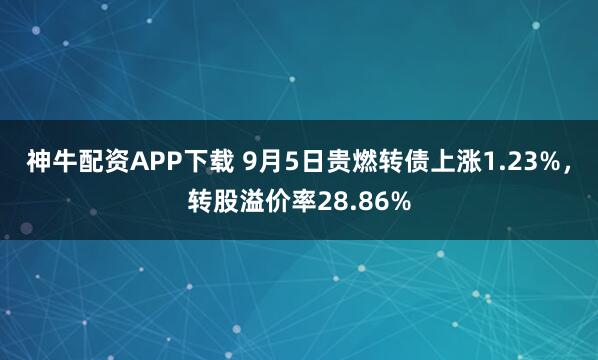 神牛配资APP下载 9月5日贵燃转债上涨1.23%，转股溢价率28.86%