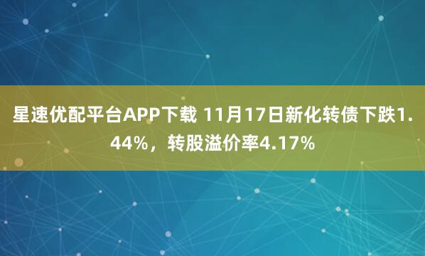 星速优配平台APP下载 11月17日新化转债下跌1.44%,转股溢价率4.17%