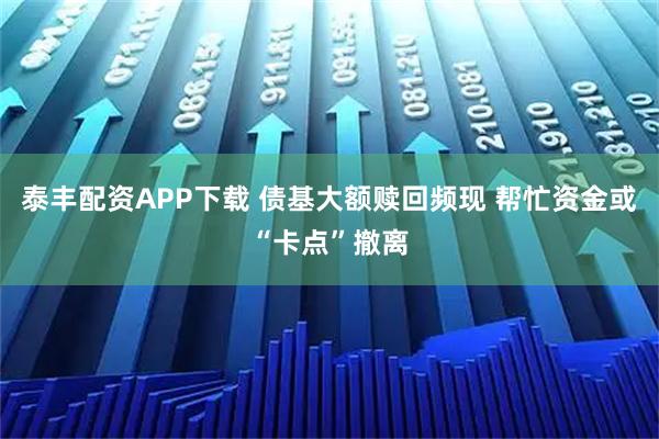 泰丰配资APP下载 债基大额赎回频现 帮忙资金或“卡点”撤离